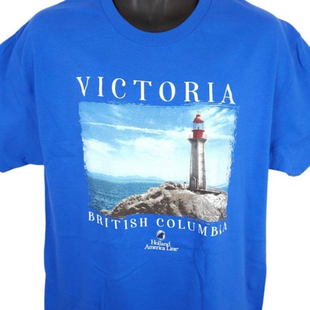 Victoria British Columbia T Shirt Mens Size Large Blue Holland America Cruise